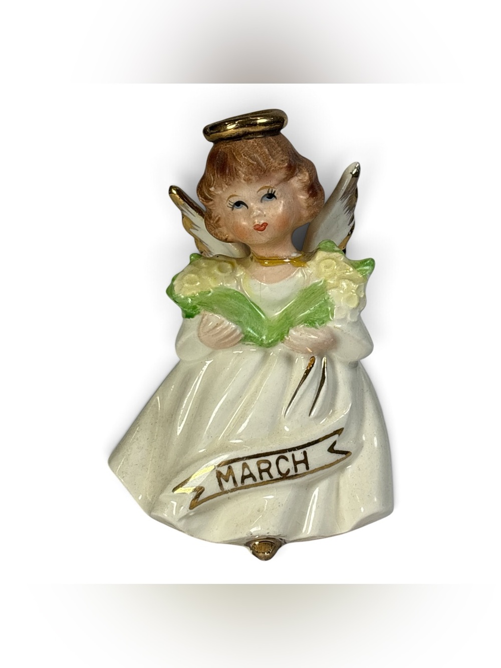 Vtg Price Import Angel MARCH Girl Figurine Birthday Month Flower Porcelain Japan